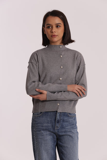 MAGLIA CARDIGAN CON BOTTONI PERLE