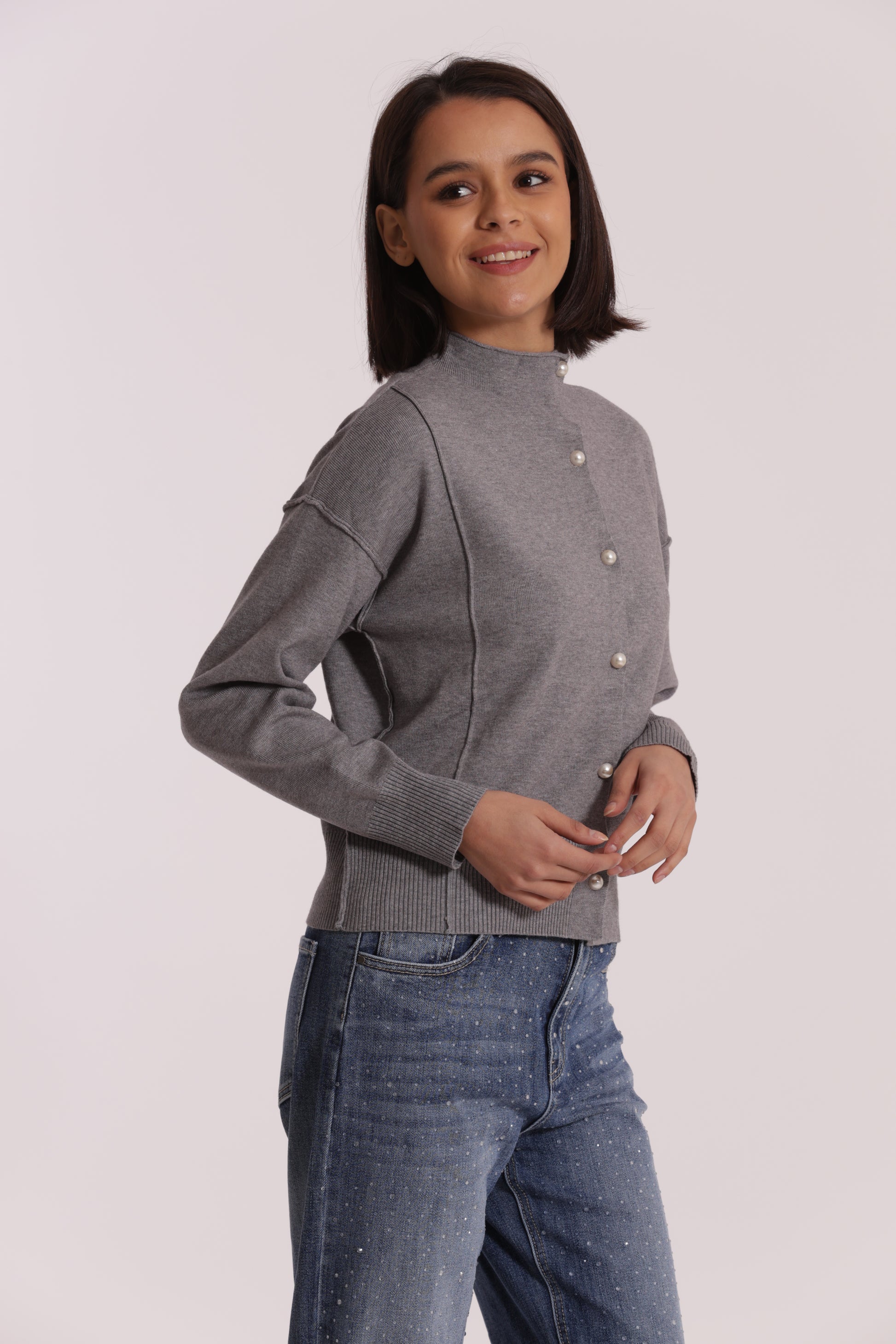 MAGLIA CARDIGAN CON BOTTONI PERLE