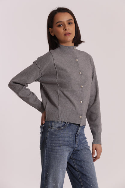 MAGLIA CARDIGAN CON BOTTONI PERLE