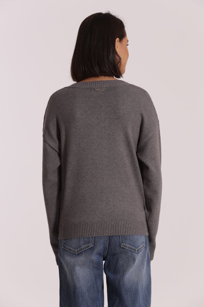 MAGLIA SCOLLO V CUT OUT CON STRASS