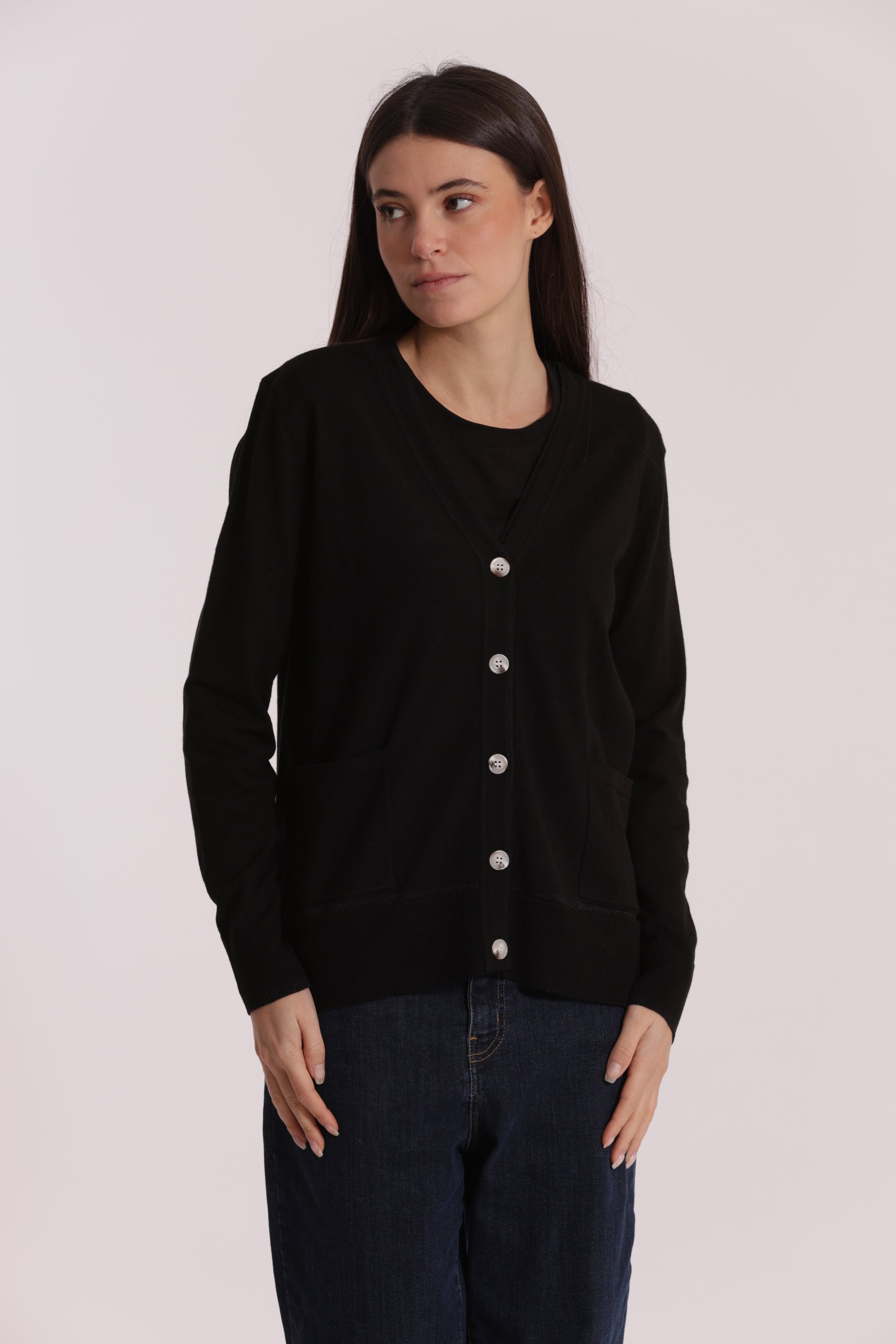 MAGLIA CARDIGAN CON BORDI LUREX