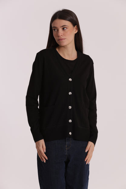 MAGLIA CARDIGAN CON BORDI LUREX