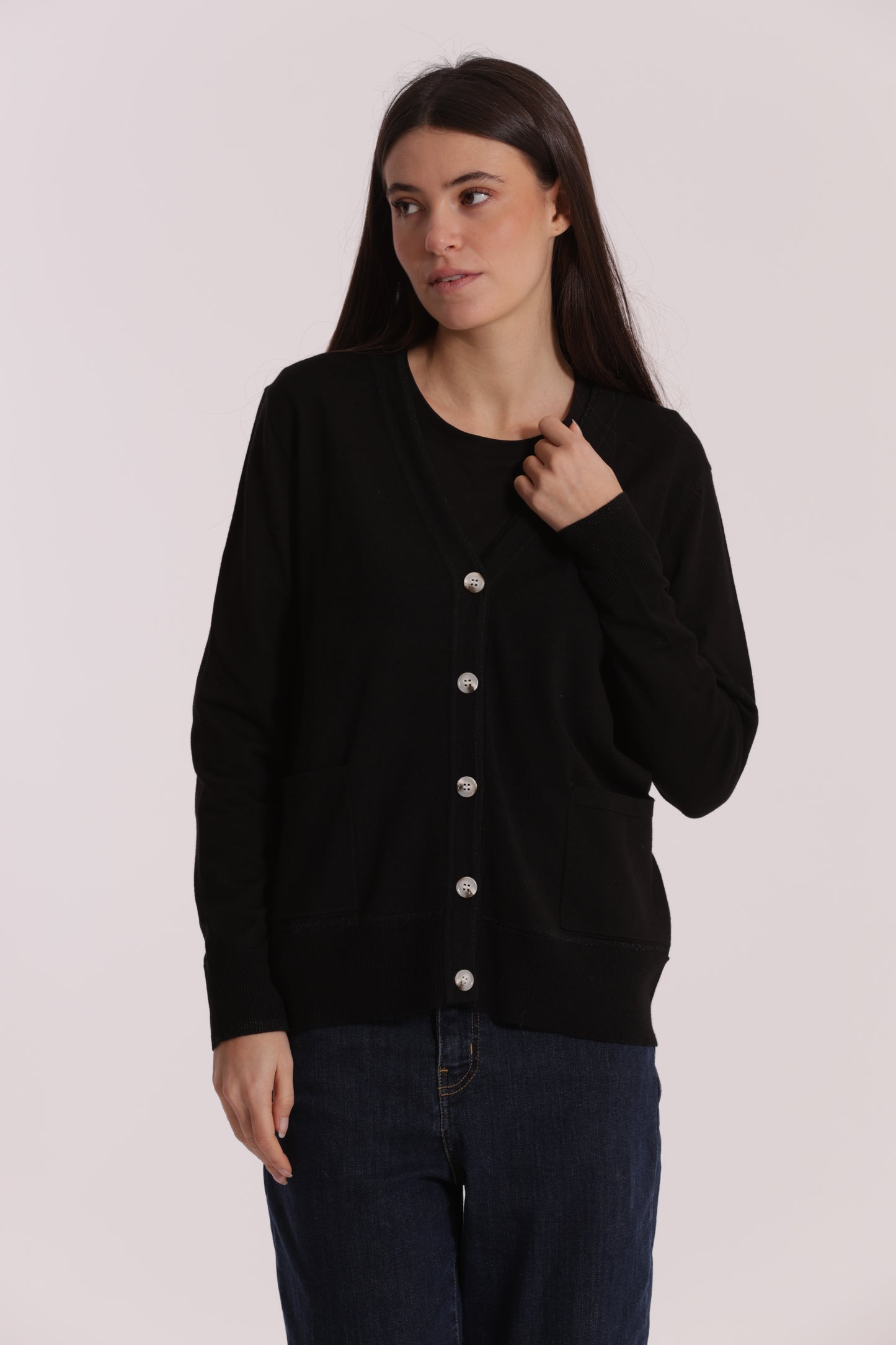 MAGLIA CARDIGAN CON BORDI LUREX