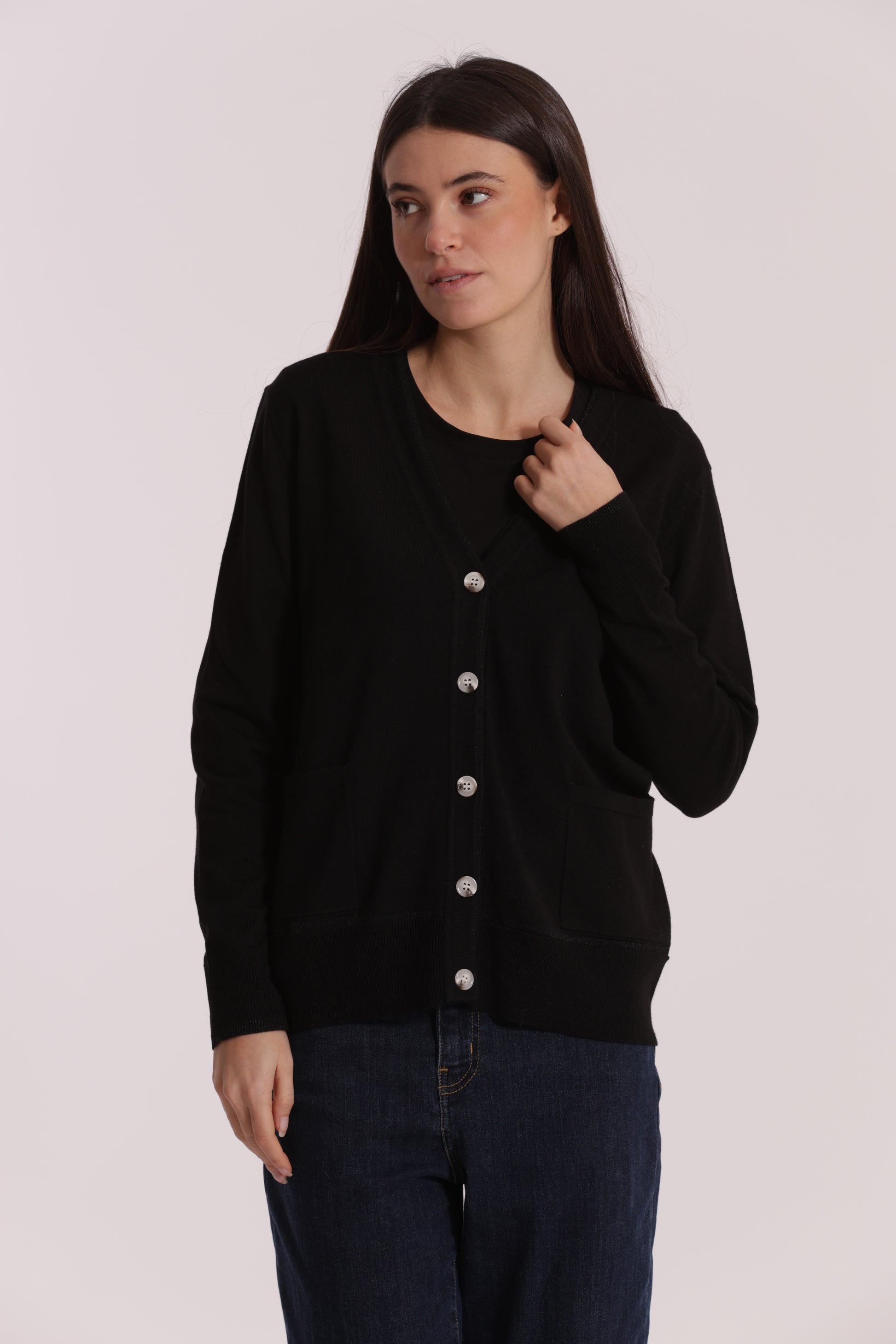 MAGLIA CARDIGAN CON BORDI LUREX