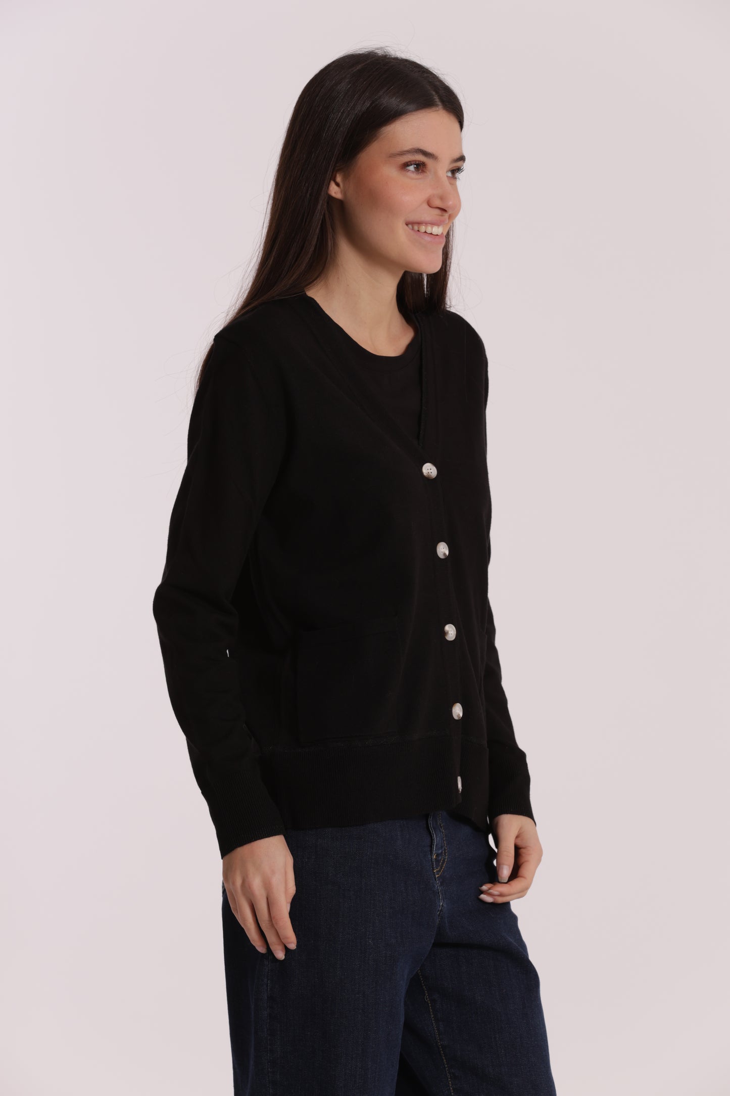 MAGLIA CARDIGAN CON BORDI LUREX