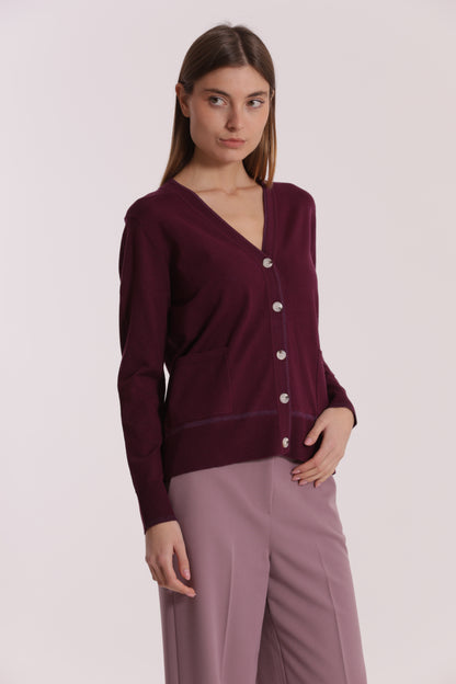 MAGLIA CARDIGAN CON BORDI LUREX