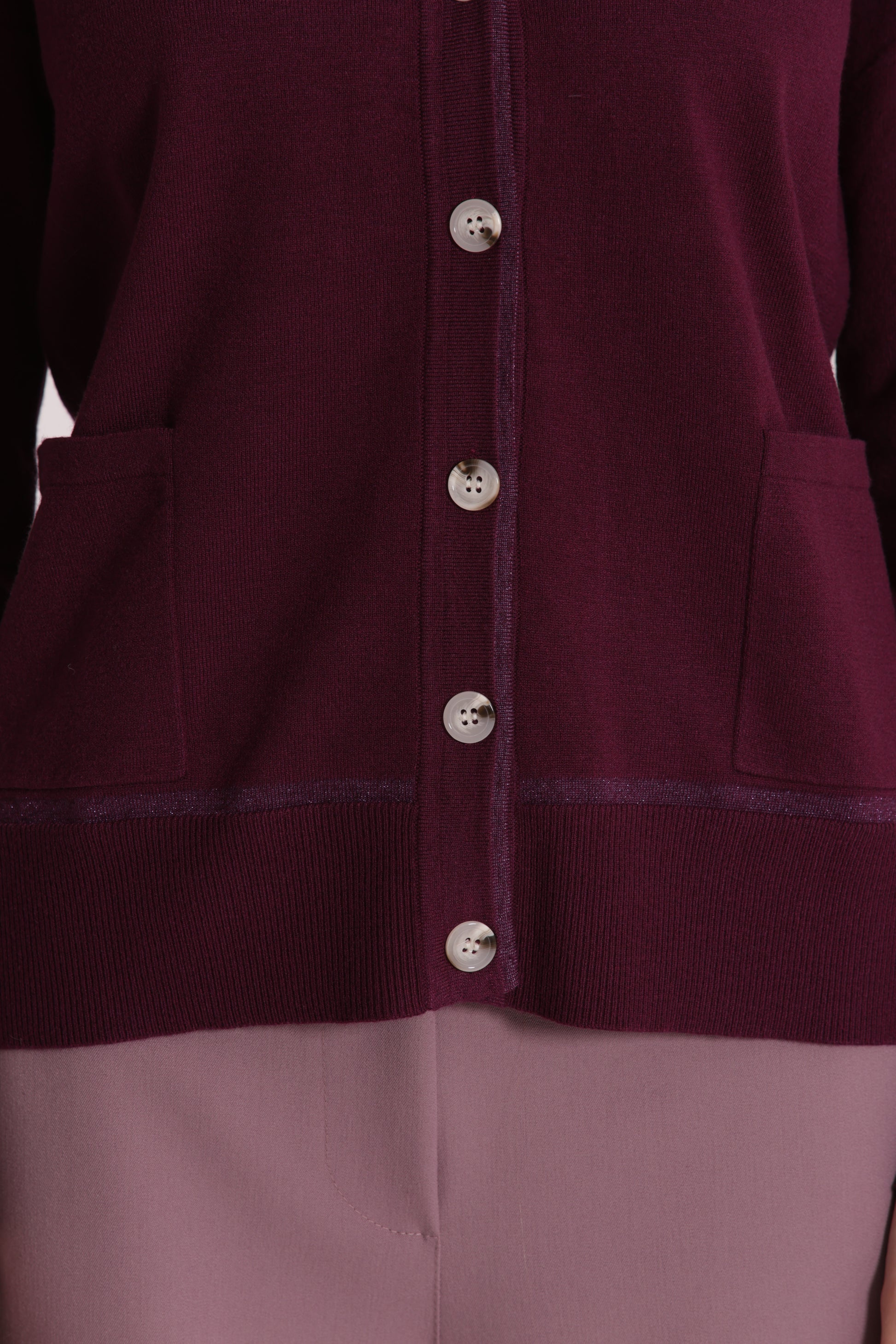 MAGLIA CARDIGAN CON BORDI LUREX
