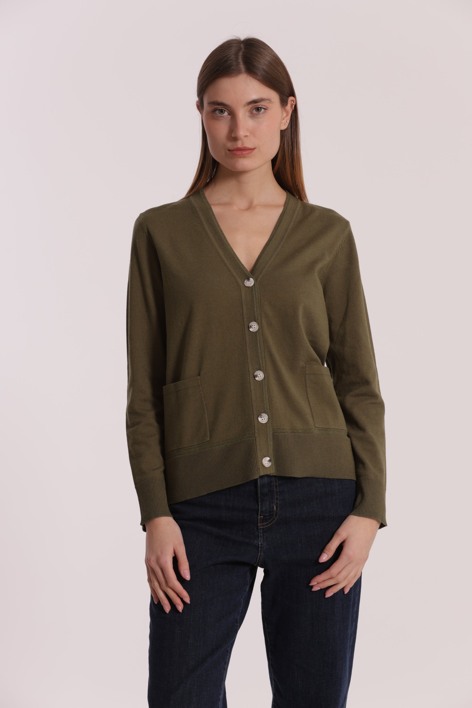 MAGLIA CARDIGAN CON BORDI LUREX