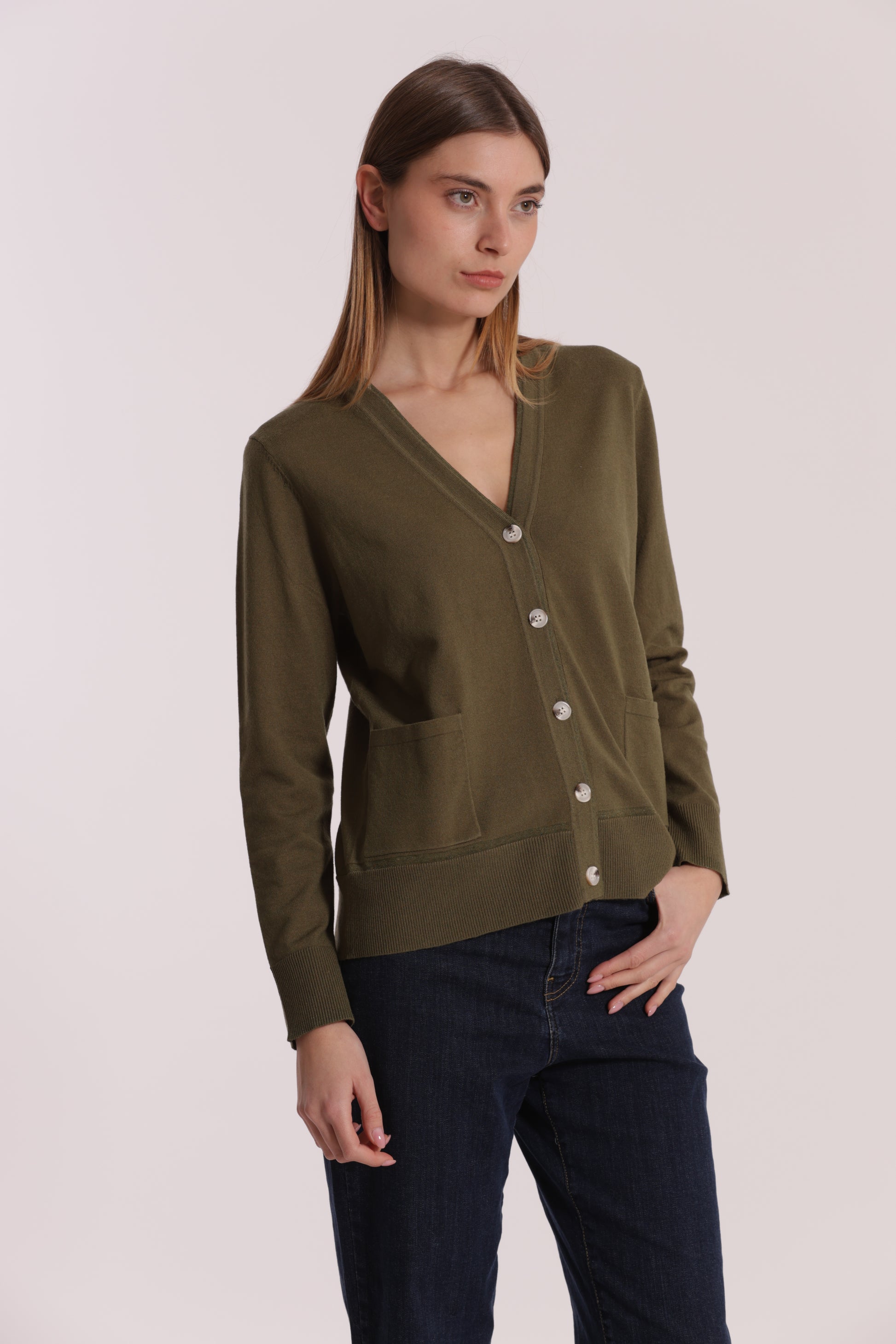 MAGLIA CARDIGAN CON BORDI LUREX