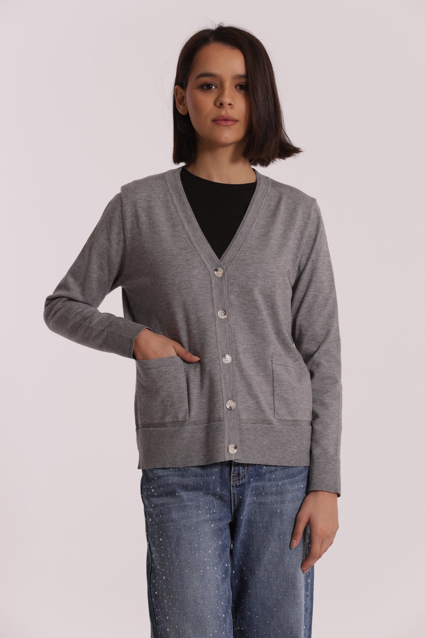 MAGLIA CARDIGAN CON BORDI LUREX