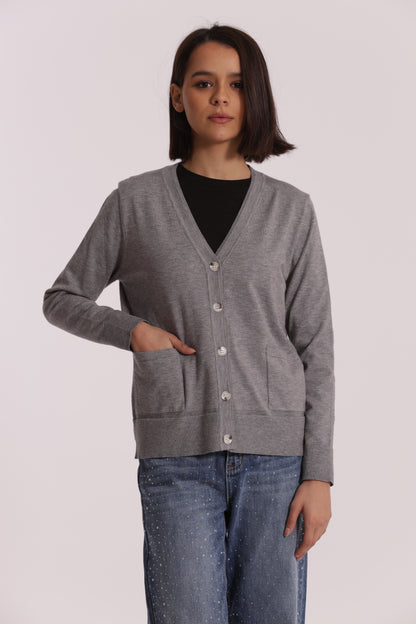 MAGLIA CARDIGAN CON BORDI LUREX