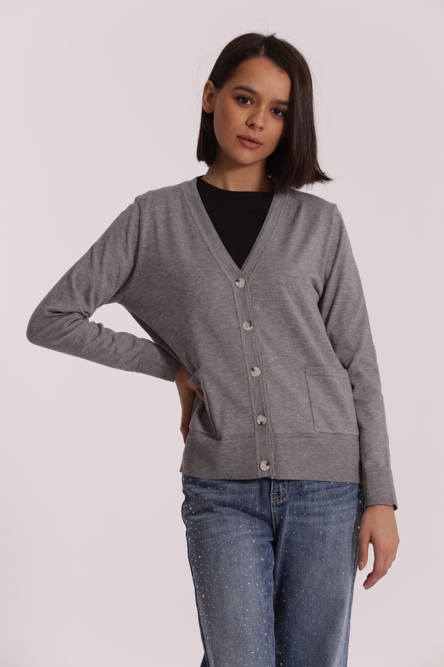 MAGLIA CARDIGAN CON BORDI LUREX