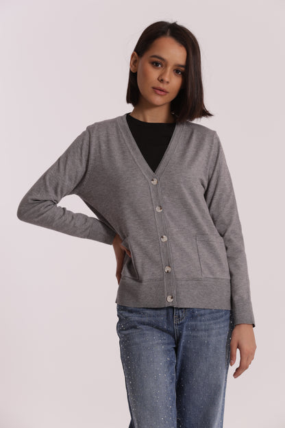 MAGLIA CARDIGAN CON BORDI LUREX