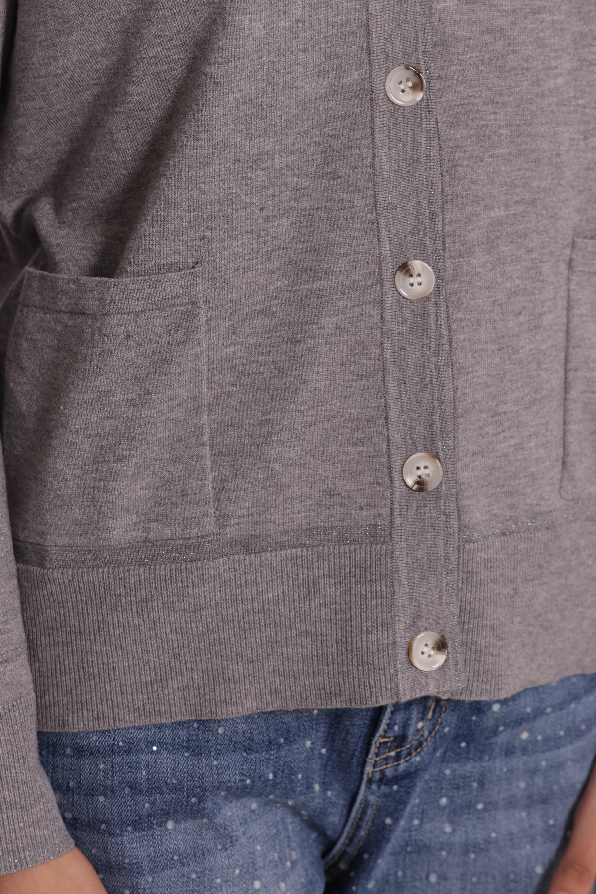 MAGLIA CARDIGAN CON BORDI LUREX