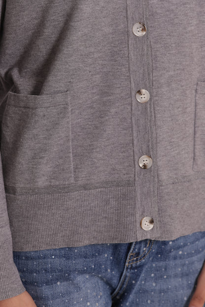 MAGLIA CARDIGAN CON BORDI LUREX