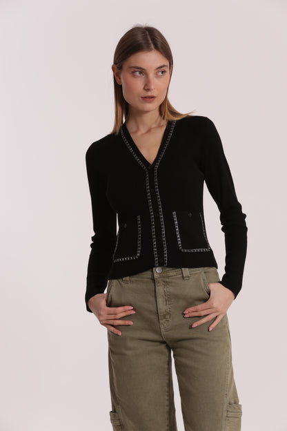 MAGLIA CARDIGAN CON CATENA