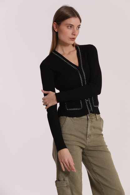 MAGLIA CARDIGAN CON CATENA