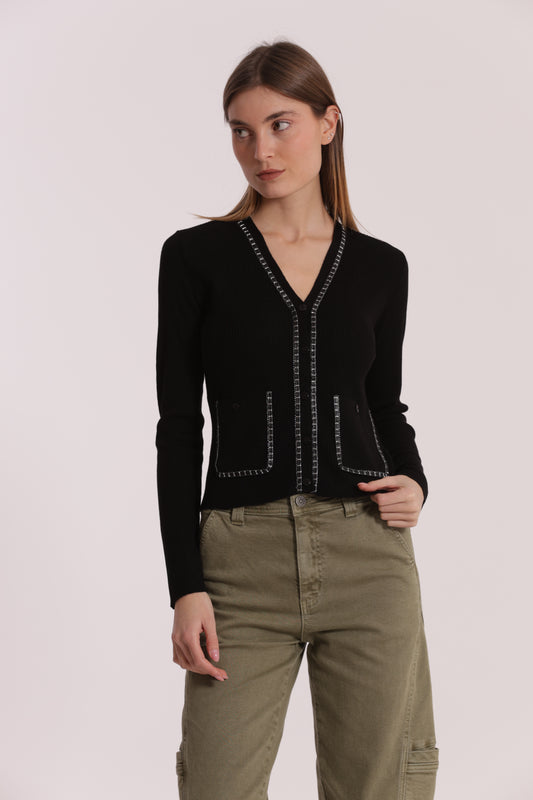 MAGLIA CARDIGAN CON CATENA
