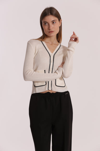 MAGLIA CARDIGAN CON CATENA