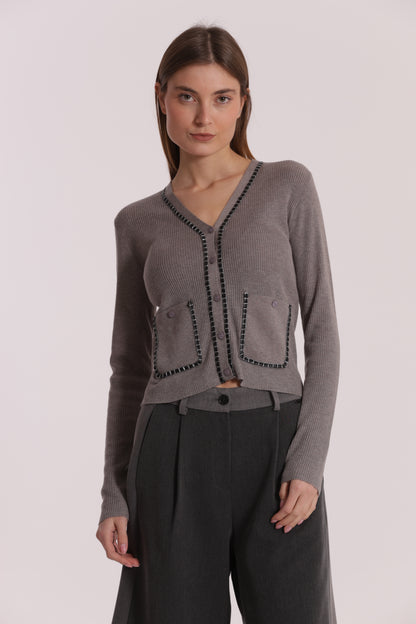 MAGLIA CARDIGAN CON CATENA