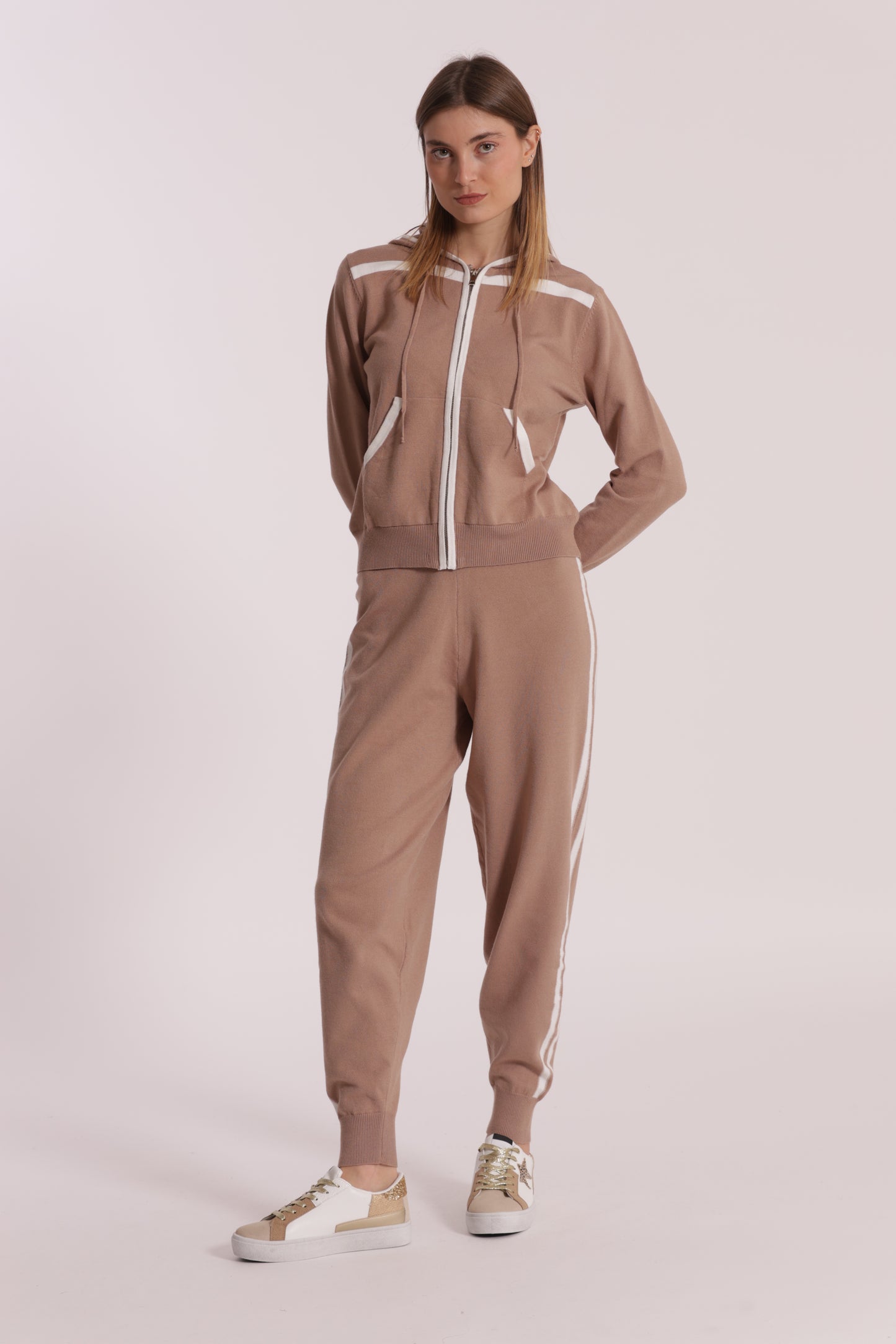 PANTALONI IN MAGLIA BICOLOR