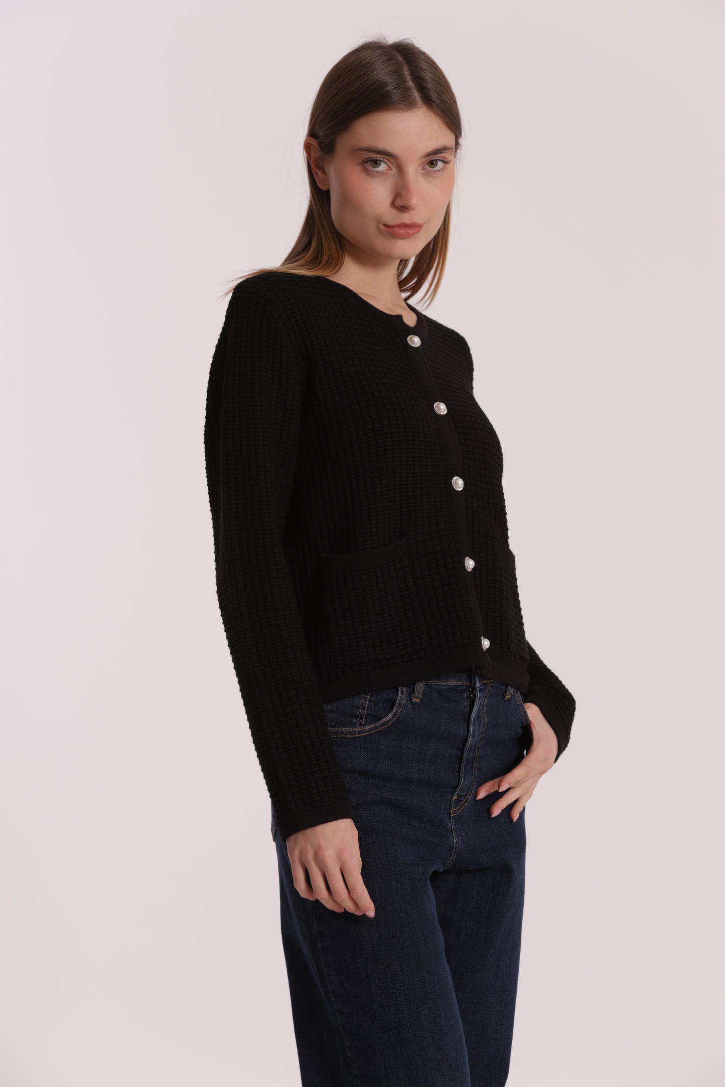 MAGLIA CARDIGAN NIDO D'APE