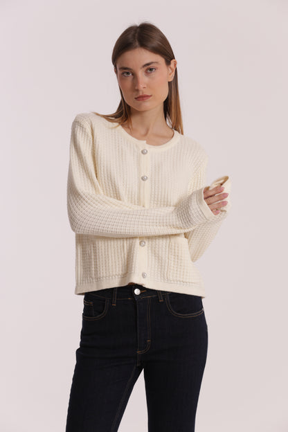 MAGLIA CARDIGAN NIDO D'APE