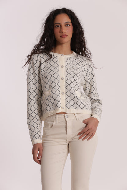 MAGLIA CARDIGAN A ROMBI