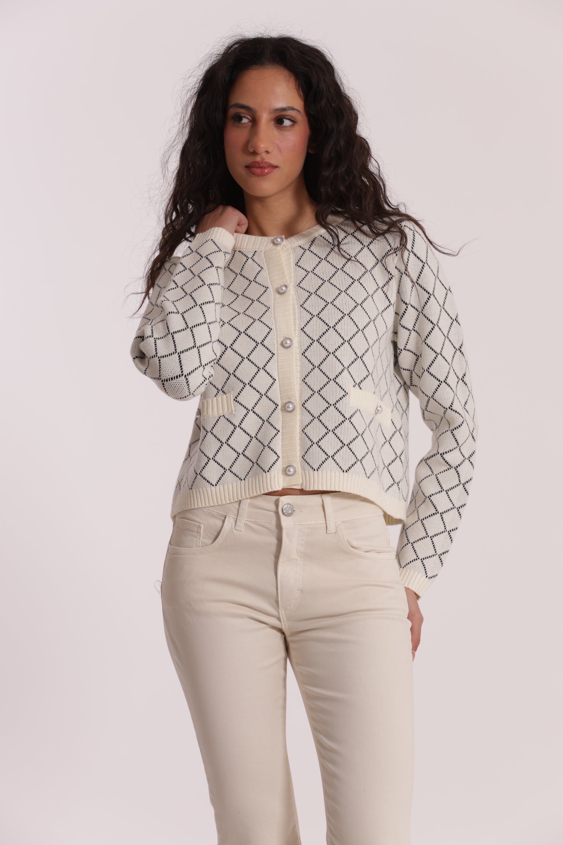 MAGLIA CARDIGAN A ROMBI