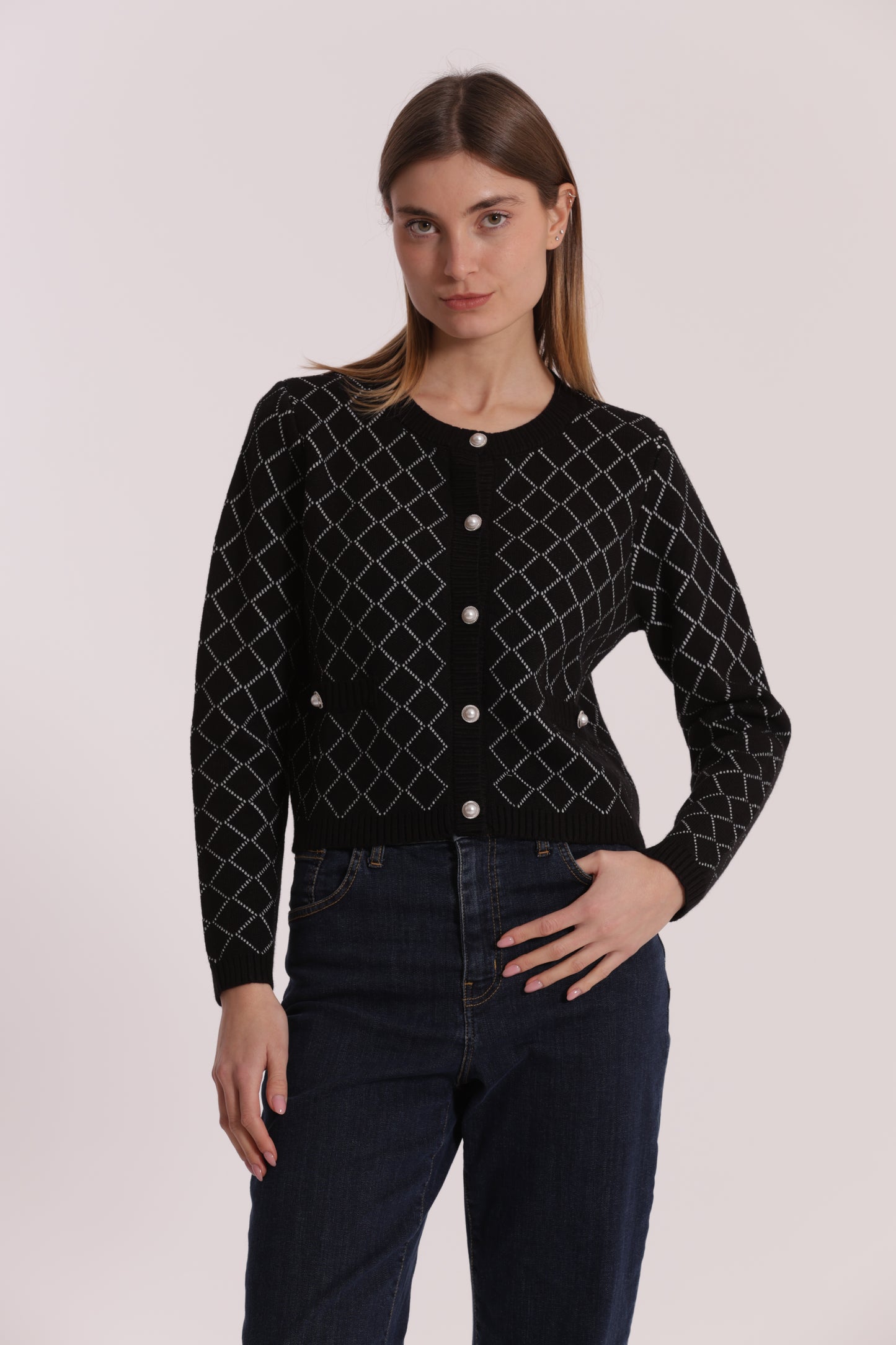 MAGLIA CARDIGAN A ROMBI