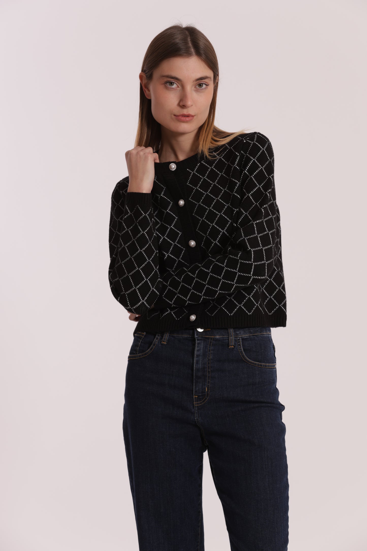 MAGLIA CARDIGAN A ROMBI