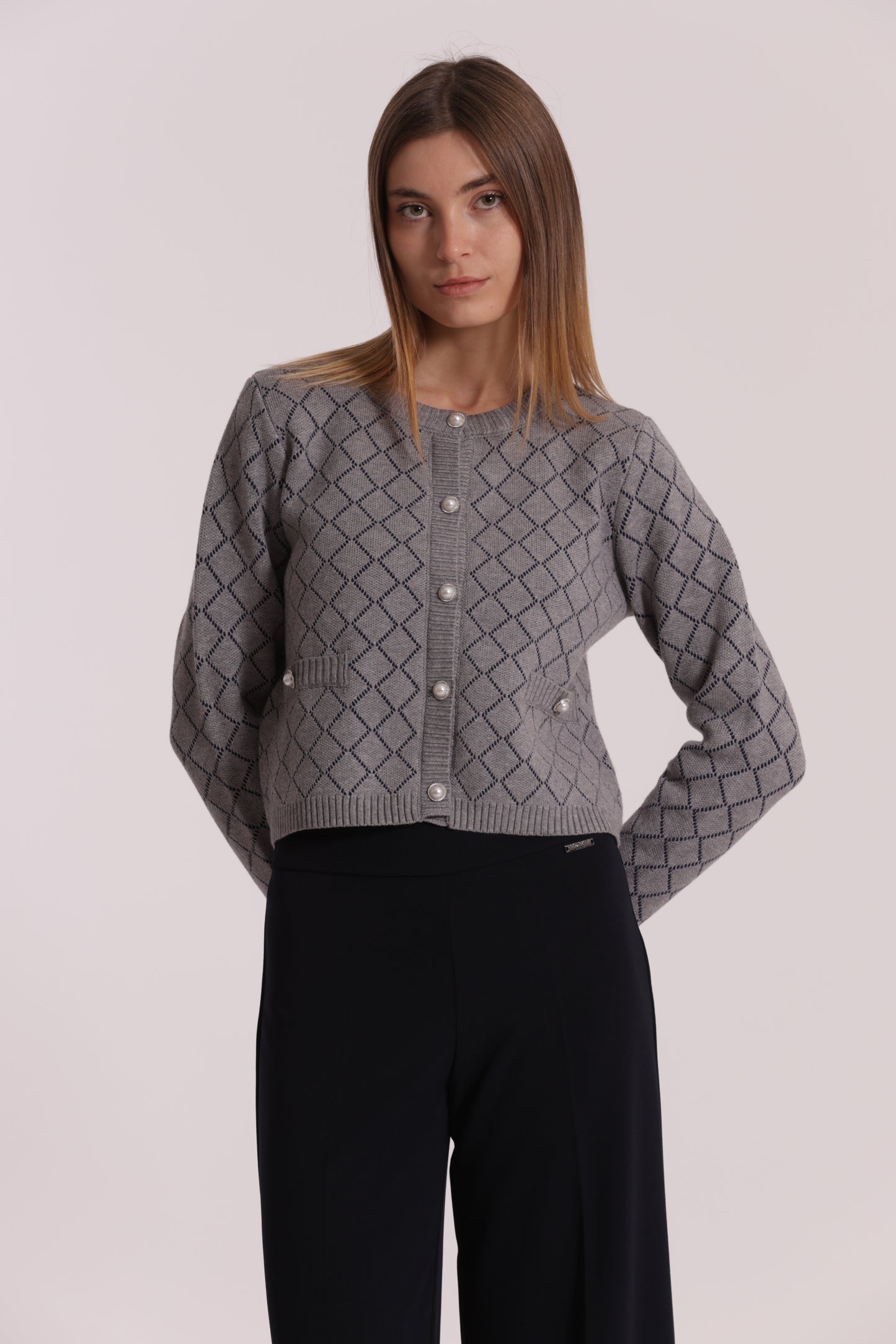 MAGLIA CARDIGAN A ROMBI