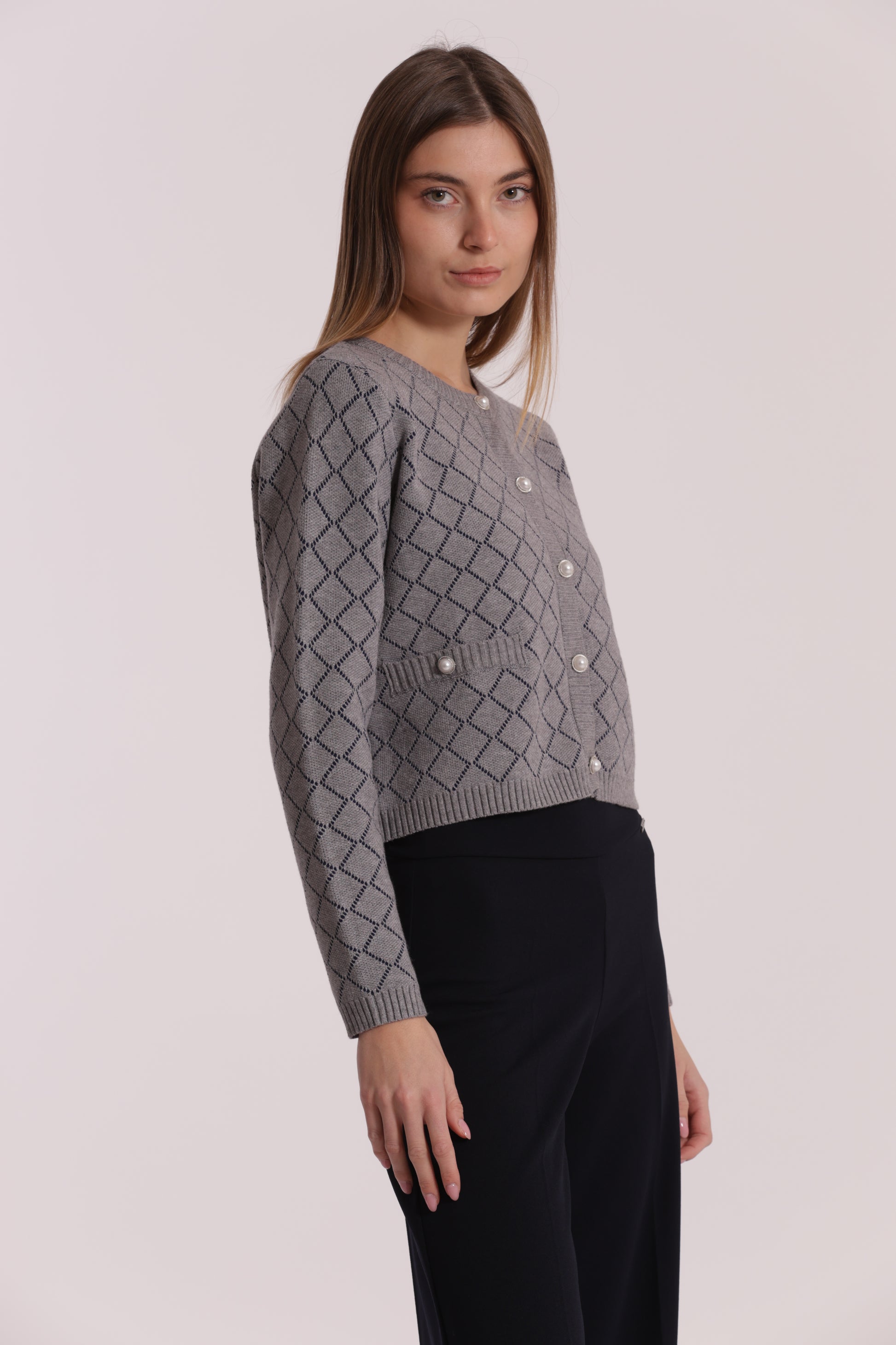 MAGLIA CARDIGAN A ROMBI