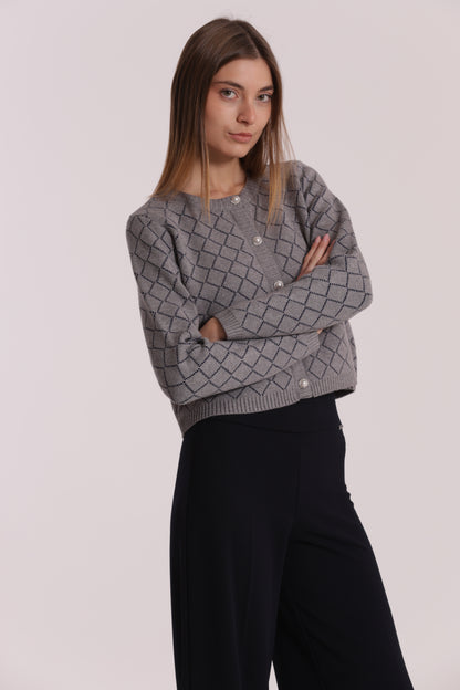 MAGLIA CARDIGAN A ROMBI