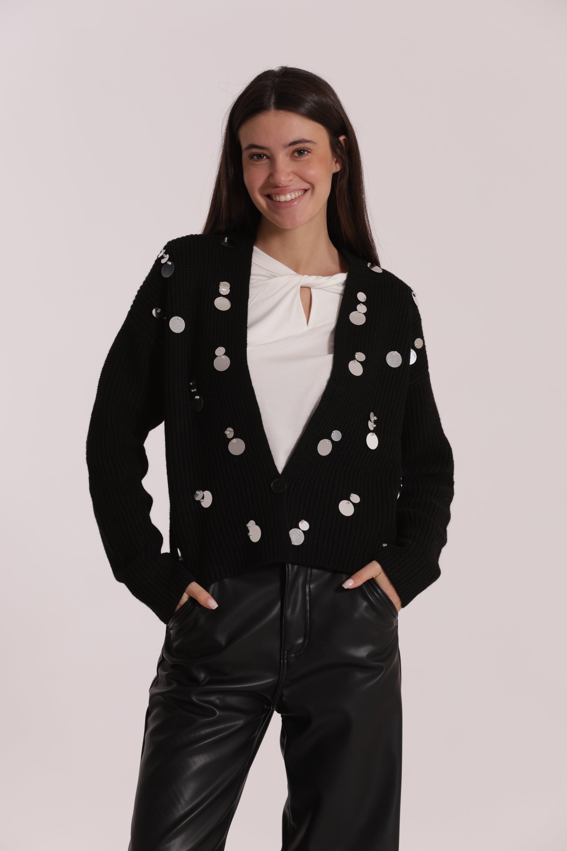 MAGLIA CARDIGAN CON STRASS