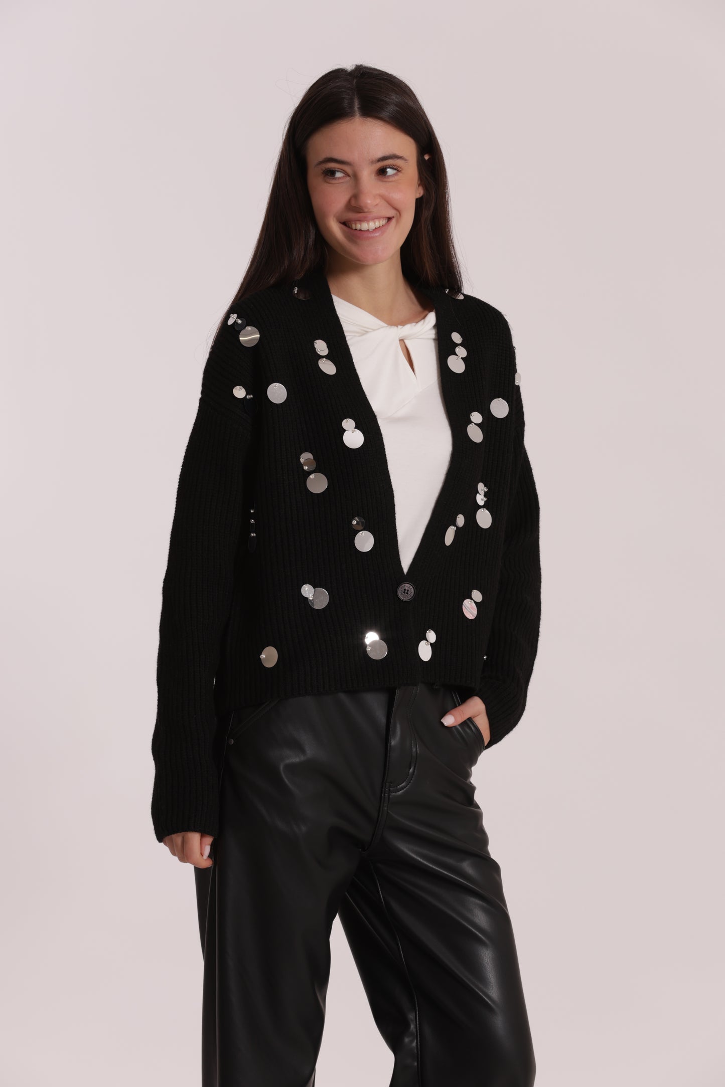 MAGLIA CARDIGAN CON STRASS