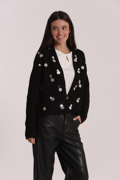 MAGLIA CARDIGAN CON STRASS