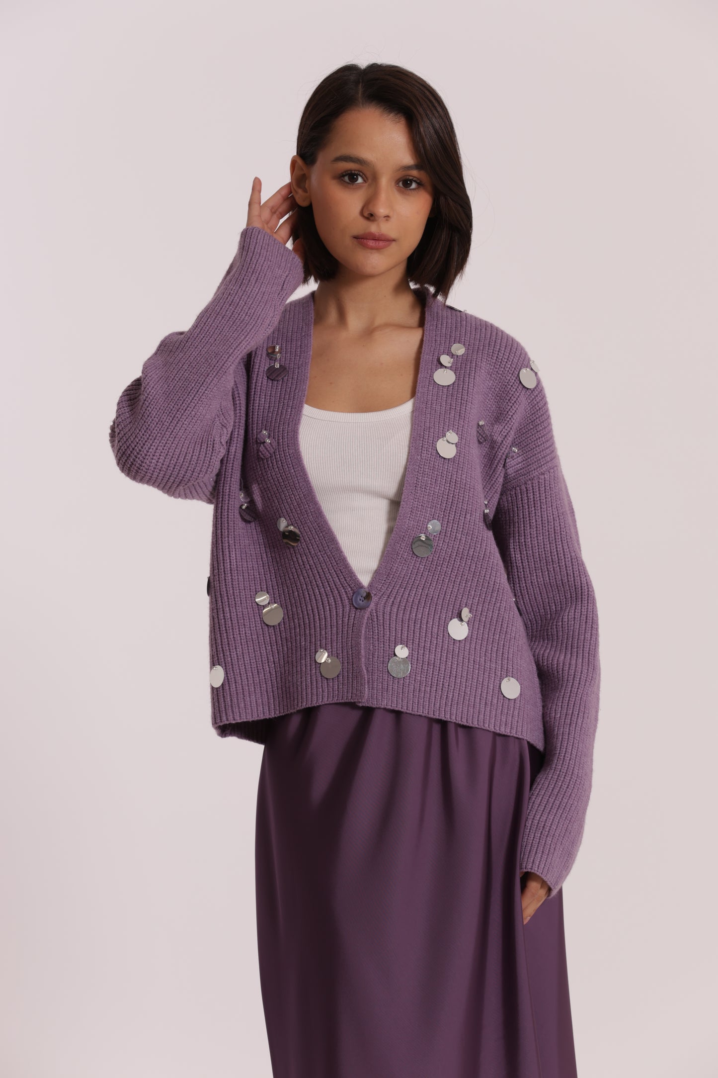 MAGLIA CARDIGAN CON STRASS