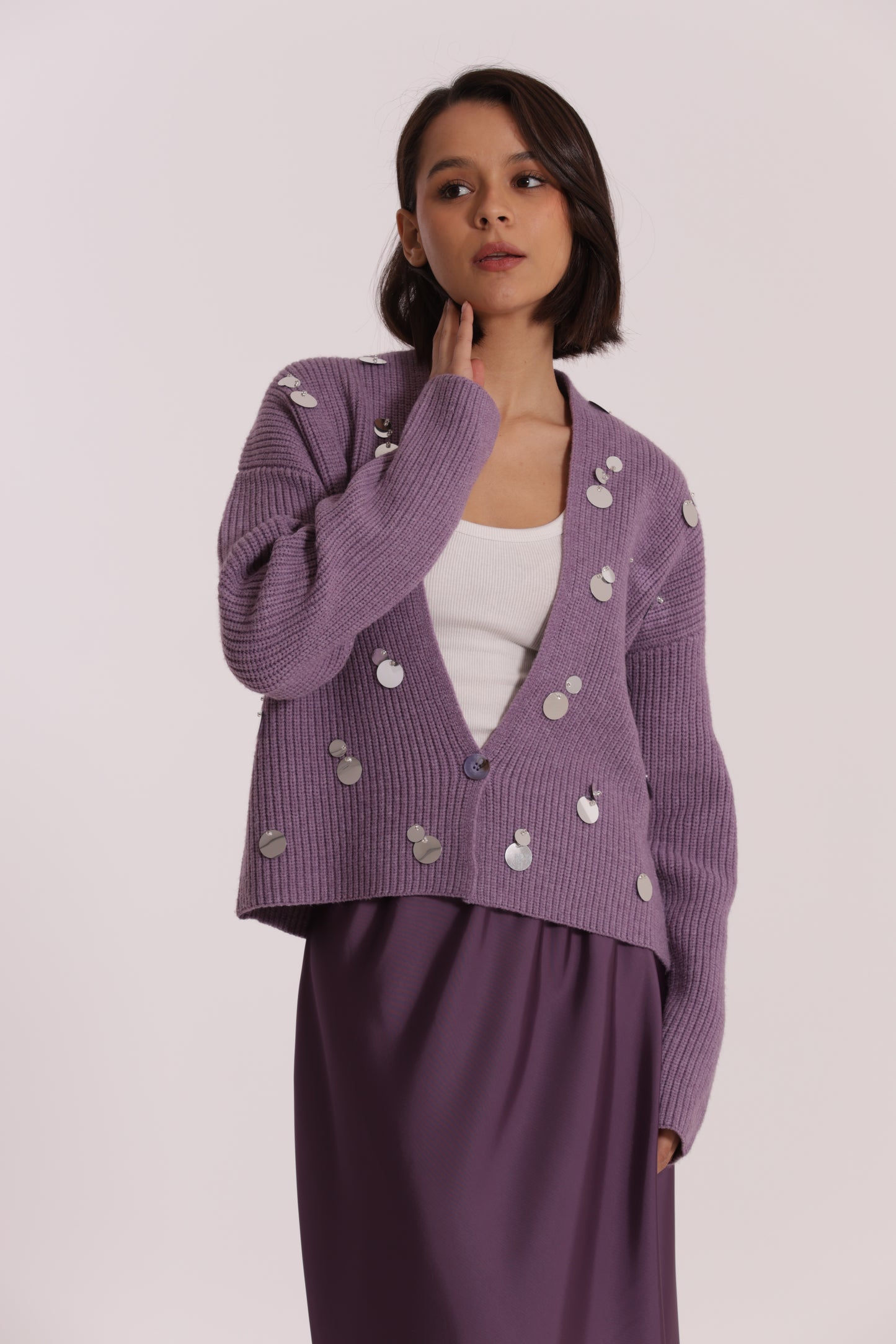 MAGLIA CARDIGAN CON STRASS