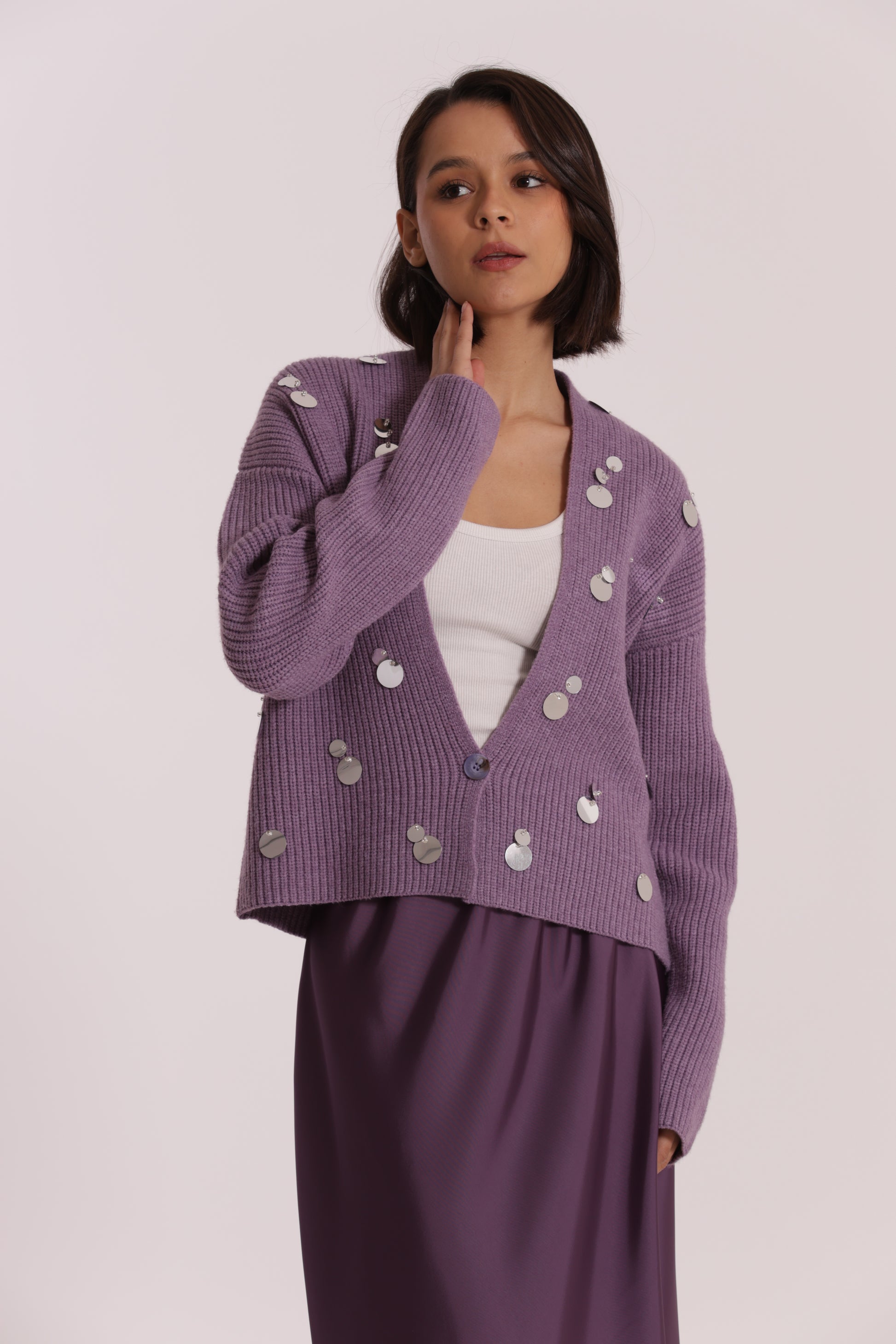 MAGLIA CARDIGAN CON STRASS