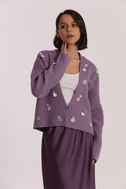 MAGLIA CARDIGAN CON STRASS