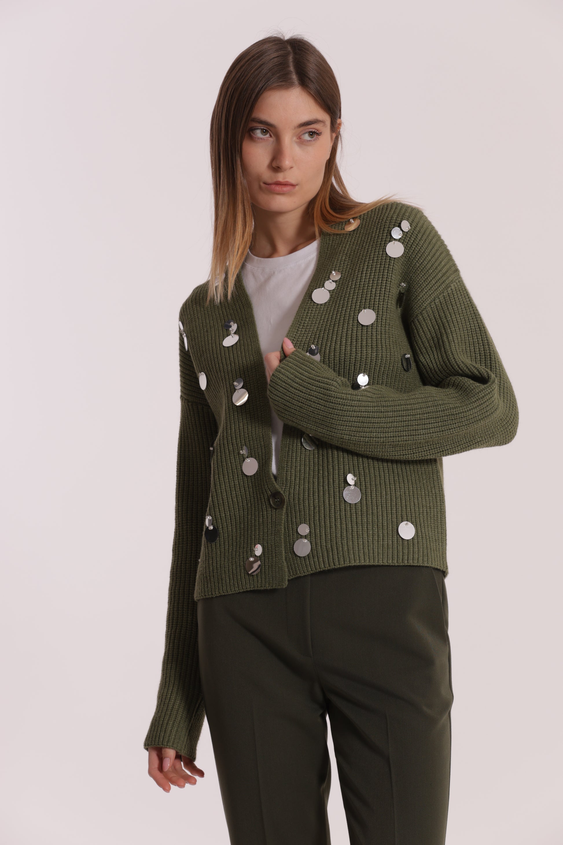 MAGLIA CARDIGAN CON STRASS