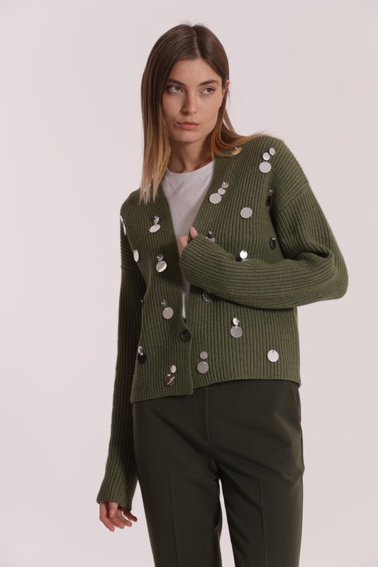 MAGLIA CARDIGAN CON STRASS