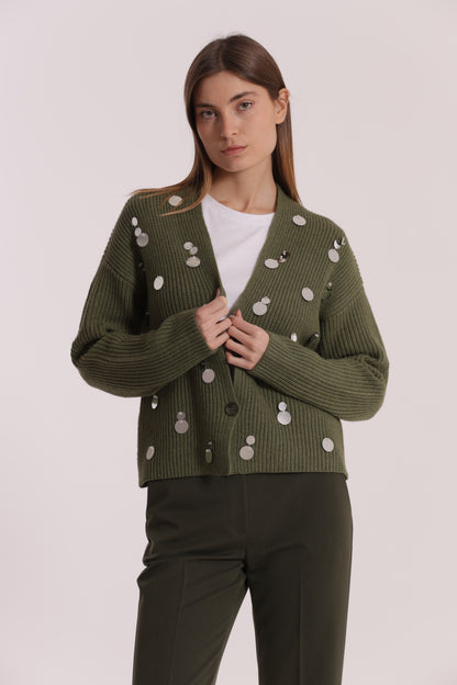 MAGLIA CARDIGAN CON STRASS