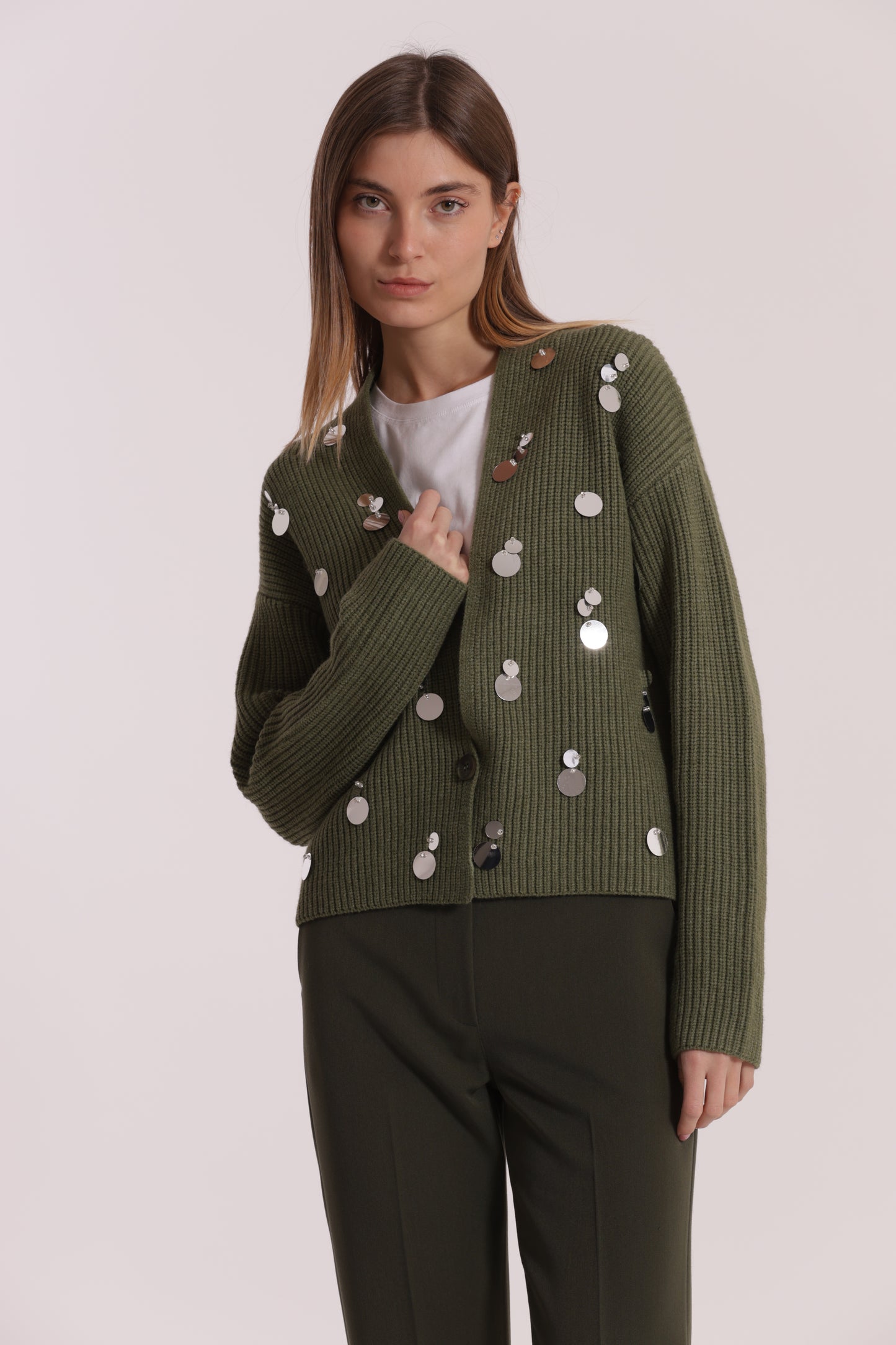 MAGLIA CARDIGAN CON STRASS