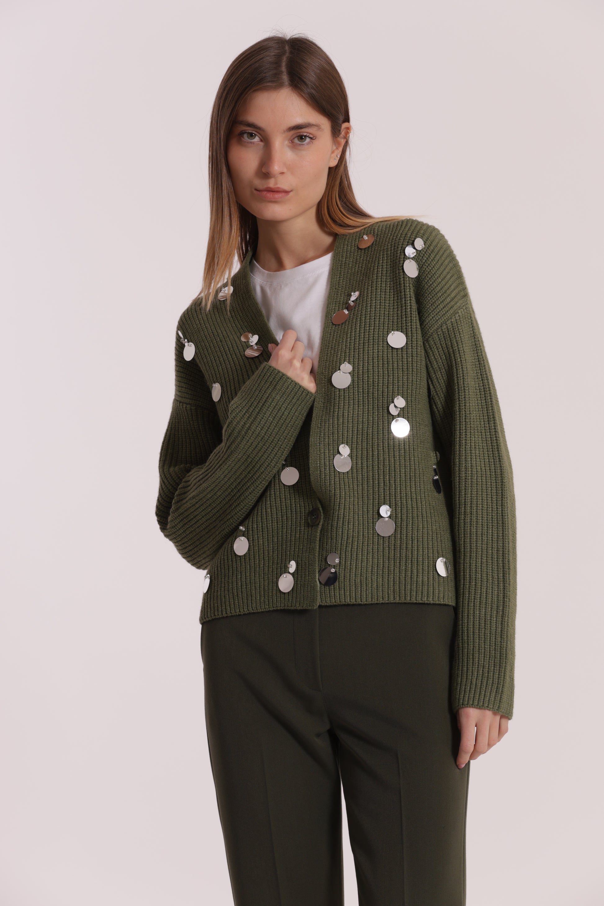 MAGLIA CARDIGAN CON STRASS