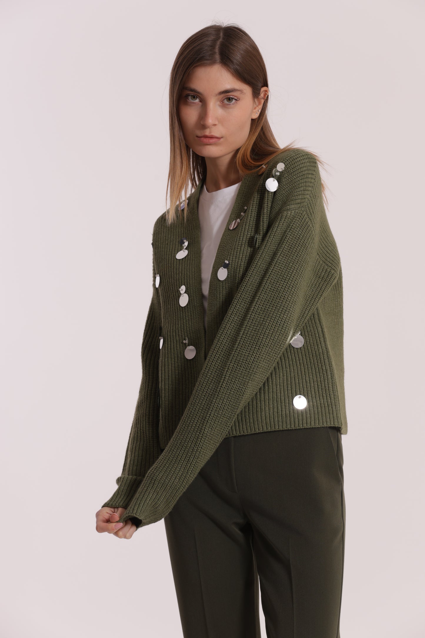 MAGLIA CARDIGAN CON STRASS