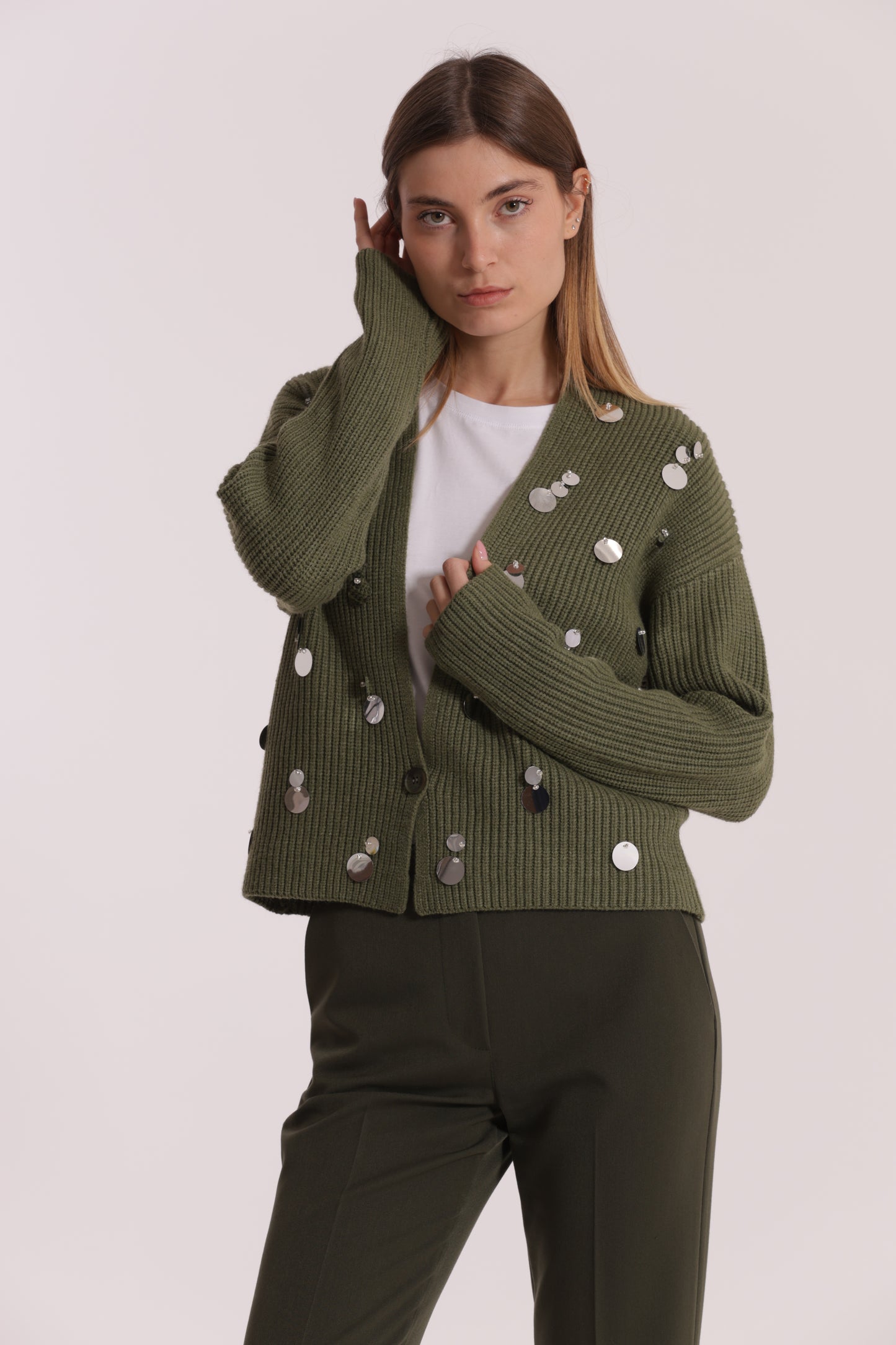 MAGLIA CARDIGAN CON STRASS
