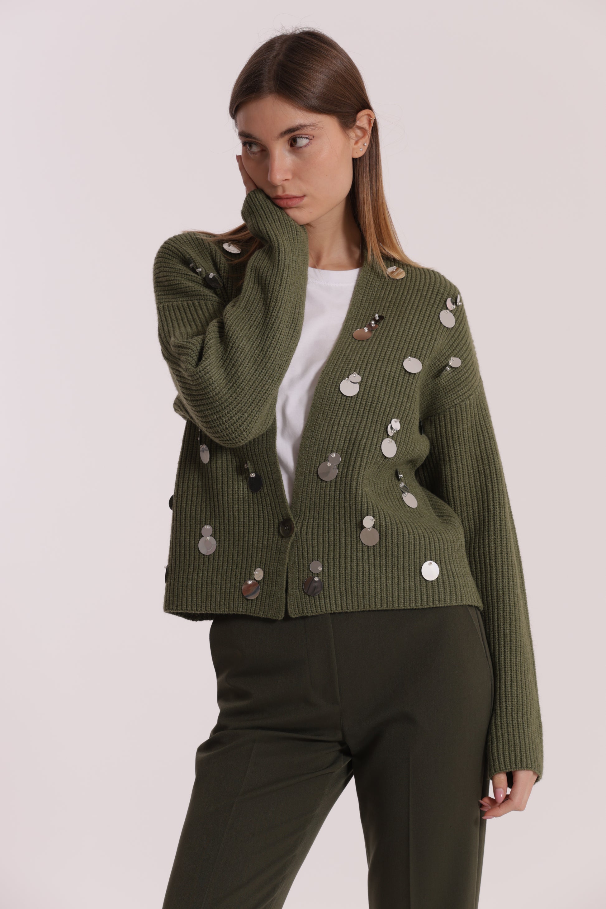 MAGLIA CARDIGAN CON STRASS
