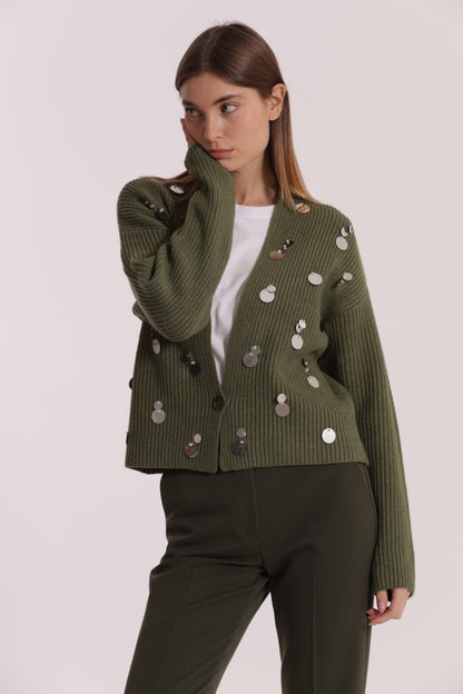 MAGLIA CARDIGAN CON STRASS